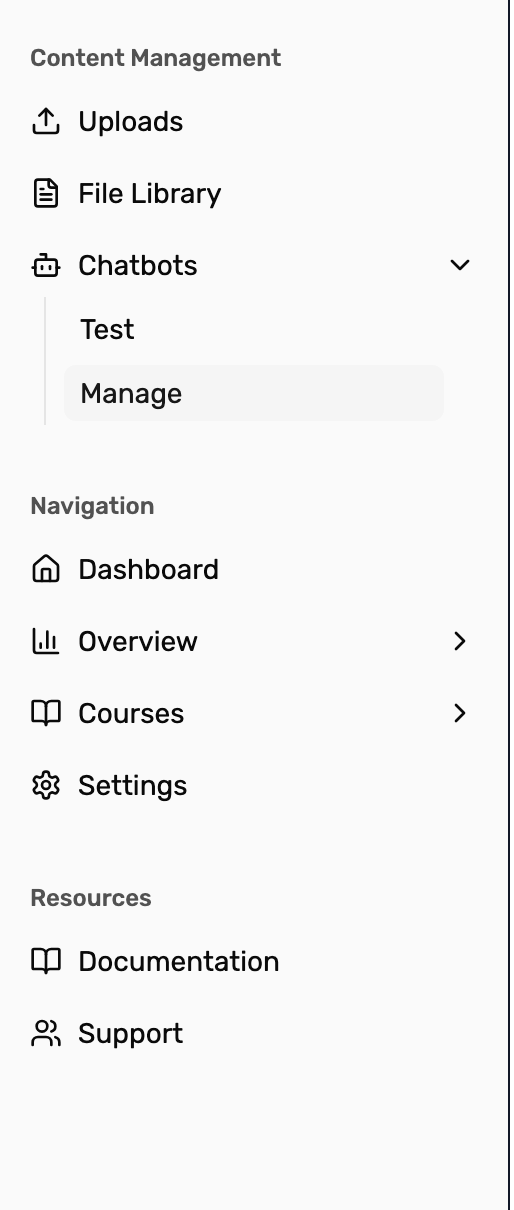Instructor portal navigation showing settings page